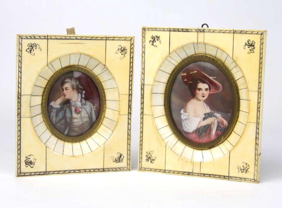 TWO LATE 19TH C. CONTINENTAL MINIATURE PORTRAITS (1 of 6)