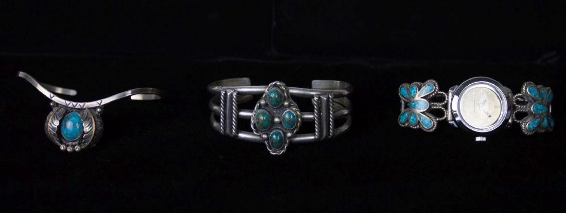 NAVAJO STERLING SILVER BRACELETS WITH TURQUOISE (1 of 6)