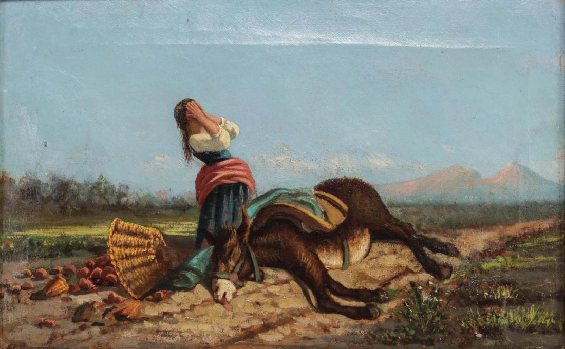 A 19TH C. ITALIAN SCHOOL GENRE SCENE OIL ON CANVAS (1 of 8)