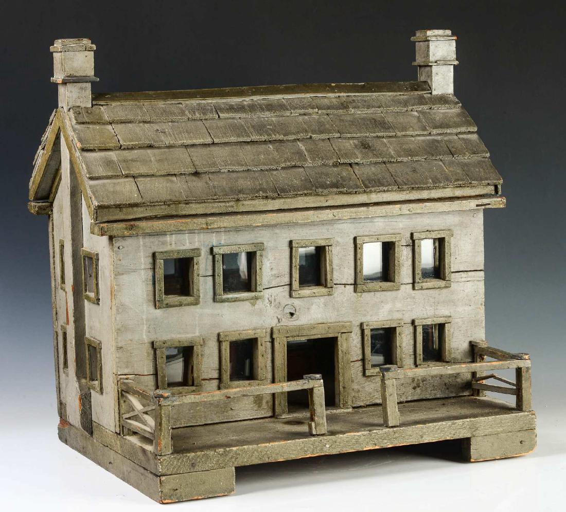 A GOOD 19TH C. FOLK ART DOLL HOUSE IN OLD PAINT (1 of 10)