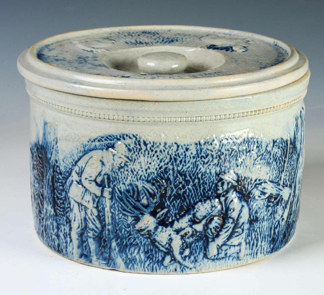 A WHITE'S UTICA DEER HUNT MOTIF BUTTER CROCK (1 of 9)