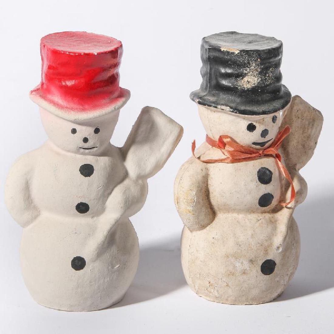 TWO VINTAGE PAPIER MACHE' SNOWMAN FIGURES (1 of 10)