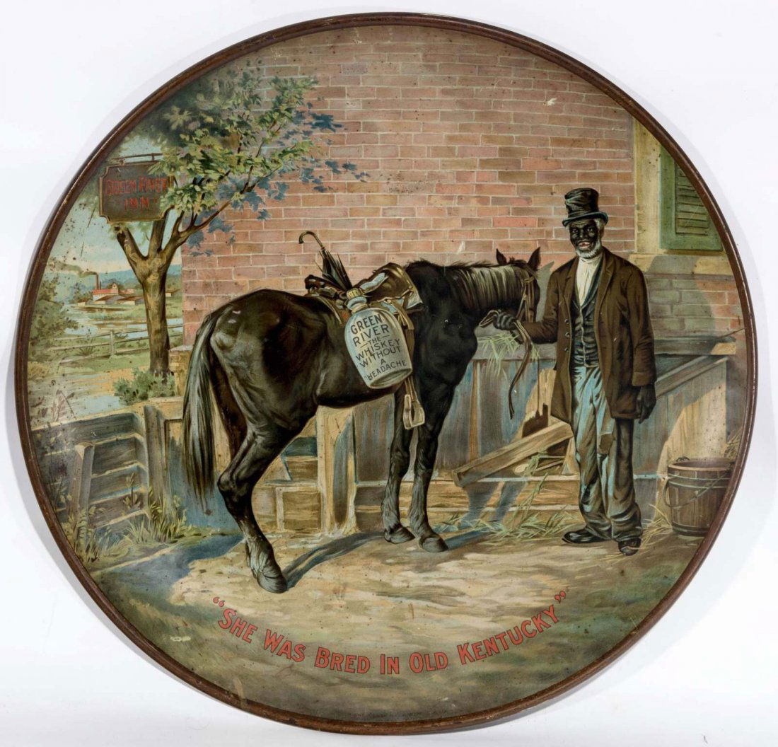 A GREEN RIVER WHISKEY TIN LITHO ADVERTISING SIGN (1 of 6)