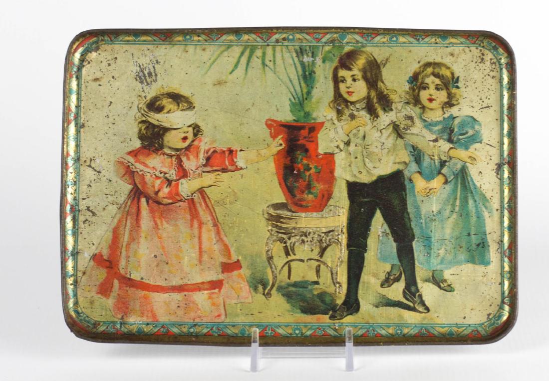 A 'BLIND MAN'S BLUFF' TIN LITHO CHILD'S TRAY (1 of 3)