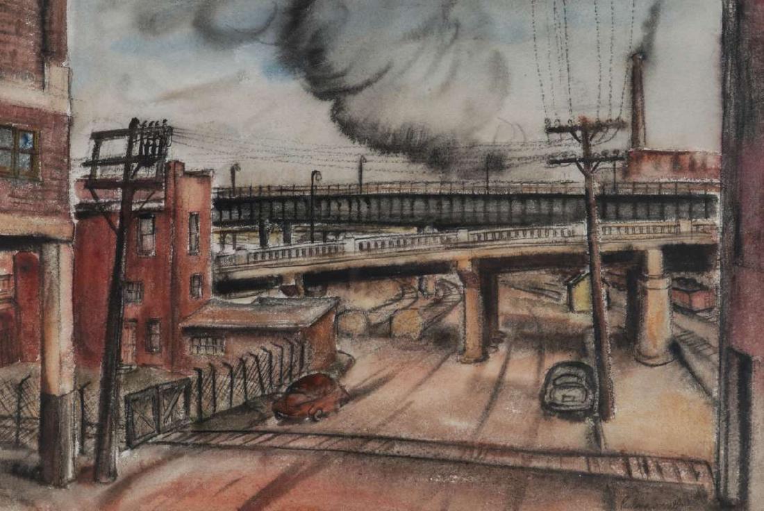 PAULINA EVERETT (1905-1996) CITYSCAPE WATERCOLOR (1 of 9)