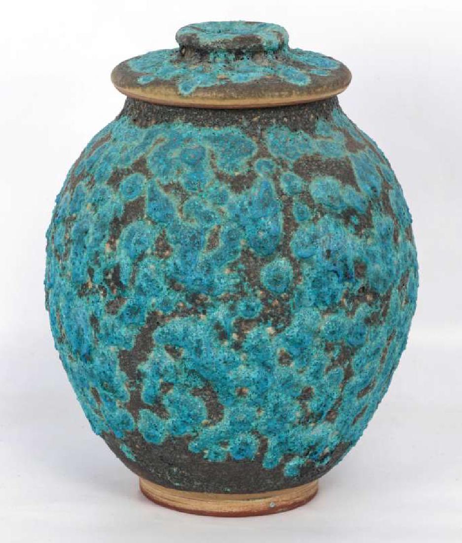 A 10-INCH HARDING BLACK VOLCANIC GLAZE COVERED JAR (1 of 10)