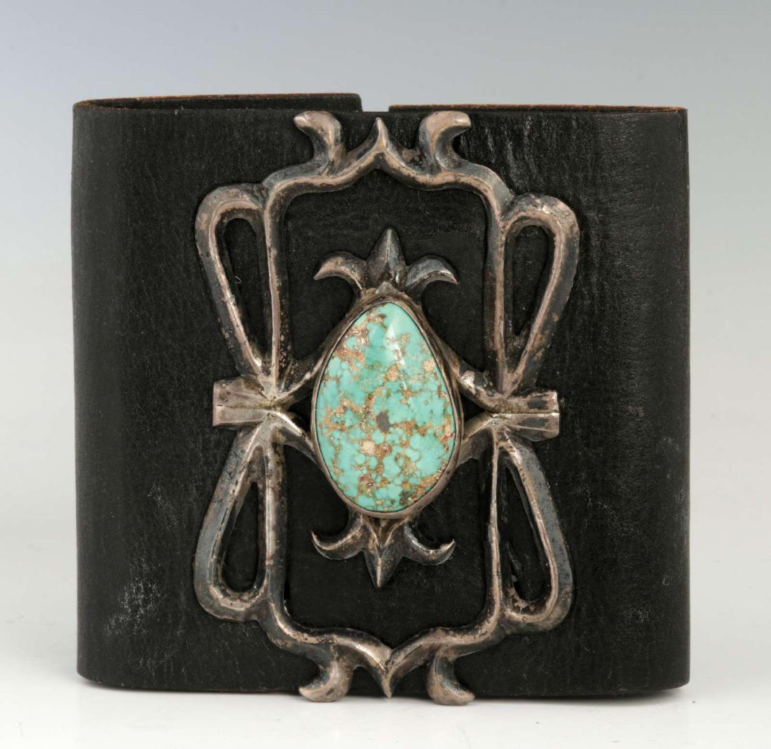 A TUFA CAST NAVAJO STERLING AND TURQUOISE KETOH (1 of 6)