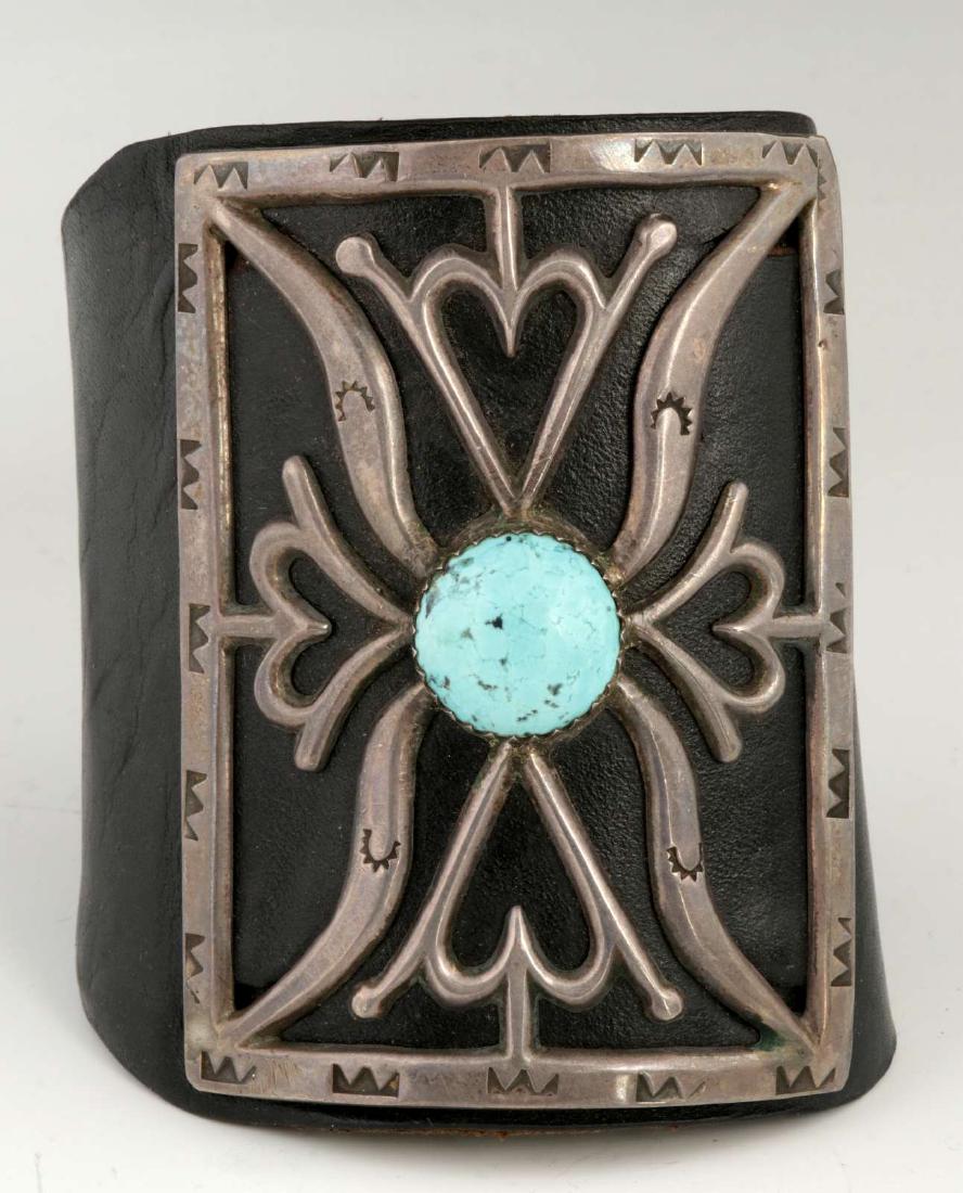 A TUFA CAST NAVAJO STERLING AND TURQUOISE KETOH (1 of 6)