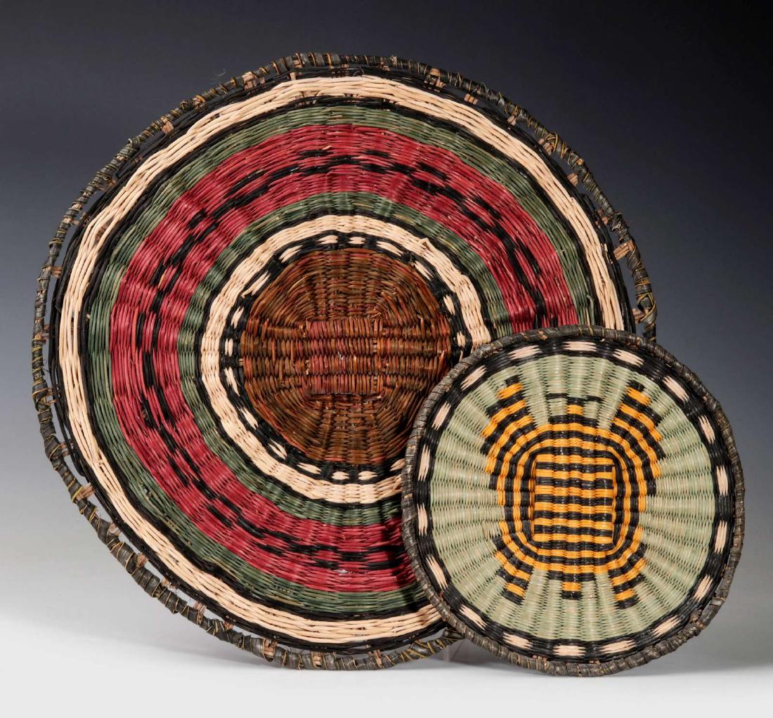 TWO BRIGHTLY COLORED HOPI WICKER PLAQUES (1 of 7)