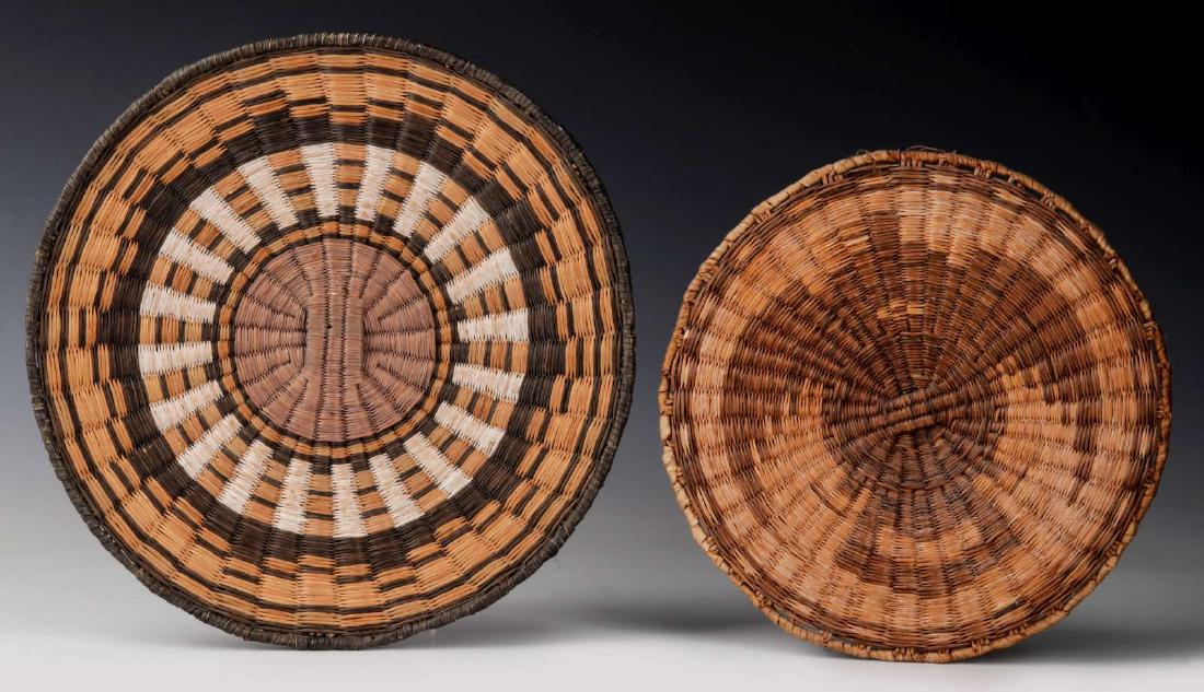TWO HOPI INDIAN WICKER BASKETRY PLAQUES (1 of 7)