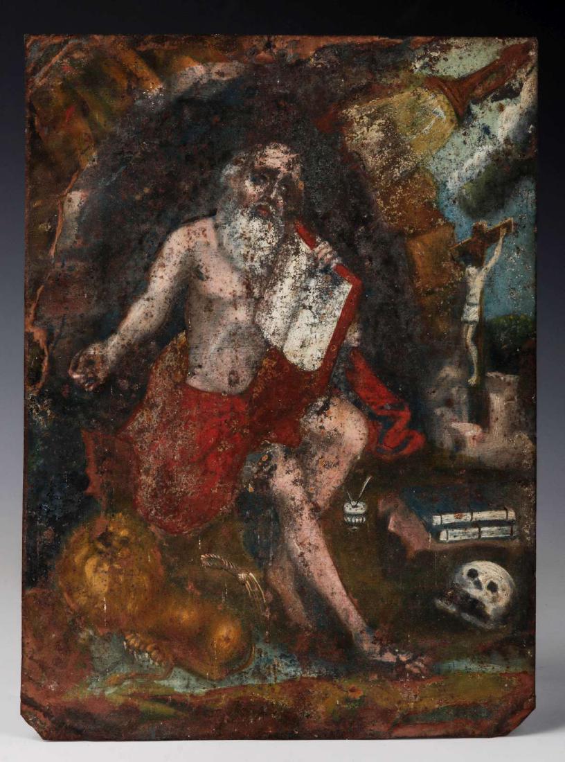 AN EARLY TO MID 19TH C. SPANISH COLONIAL RETABLO (1 of 7)