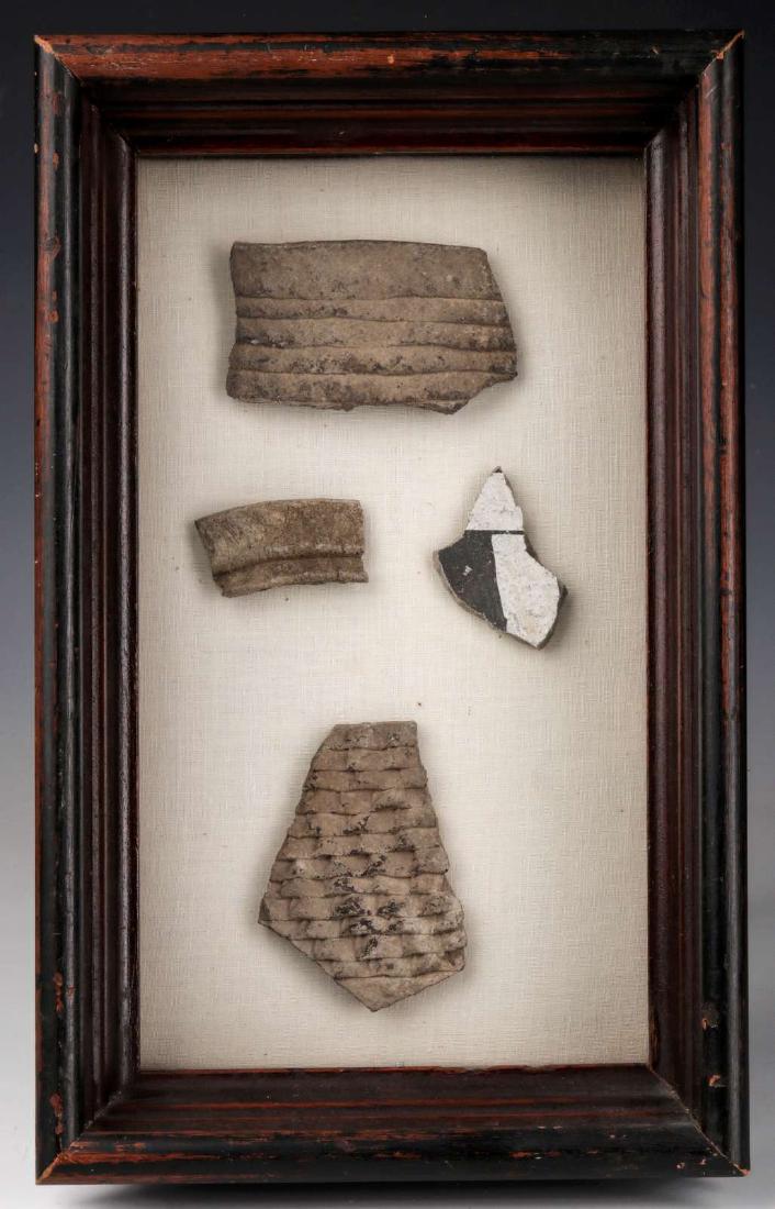 PREHISTORIC NATIVE AMERICAN POTTERY SHARDS IN FRAM (1 of 6)