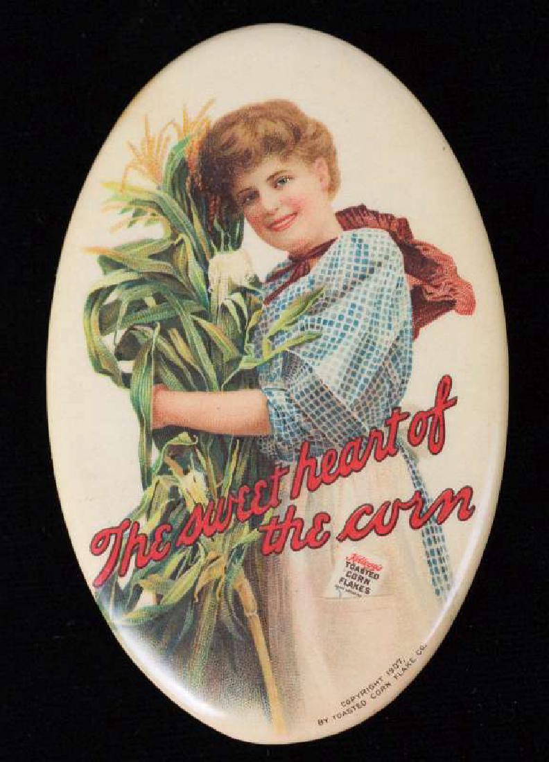 A 1907 KELLOGG'S CORNFLAKES CELLULOID ADVTG MIRROR (1 of 4)