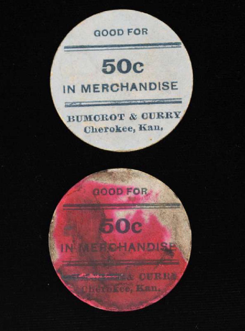 TWO BUMCROT & CURRY 50 CENT TRADE TOKENS (1 of 2)