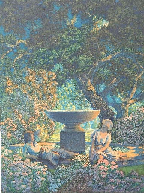 MAXFIELD PARRISH REVERIES EDISON MAZDA CALENDER TO: 1927 cropped in very good condition. Measures 9 x 6.5 inches.