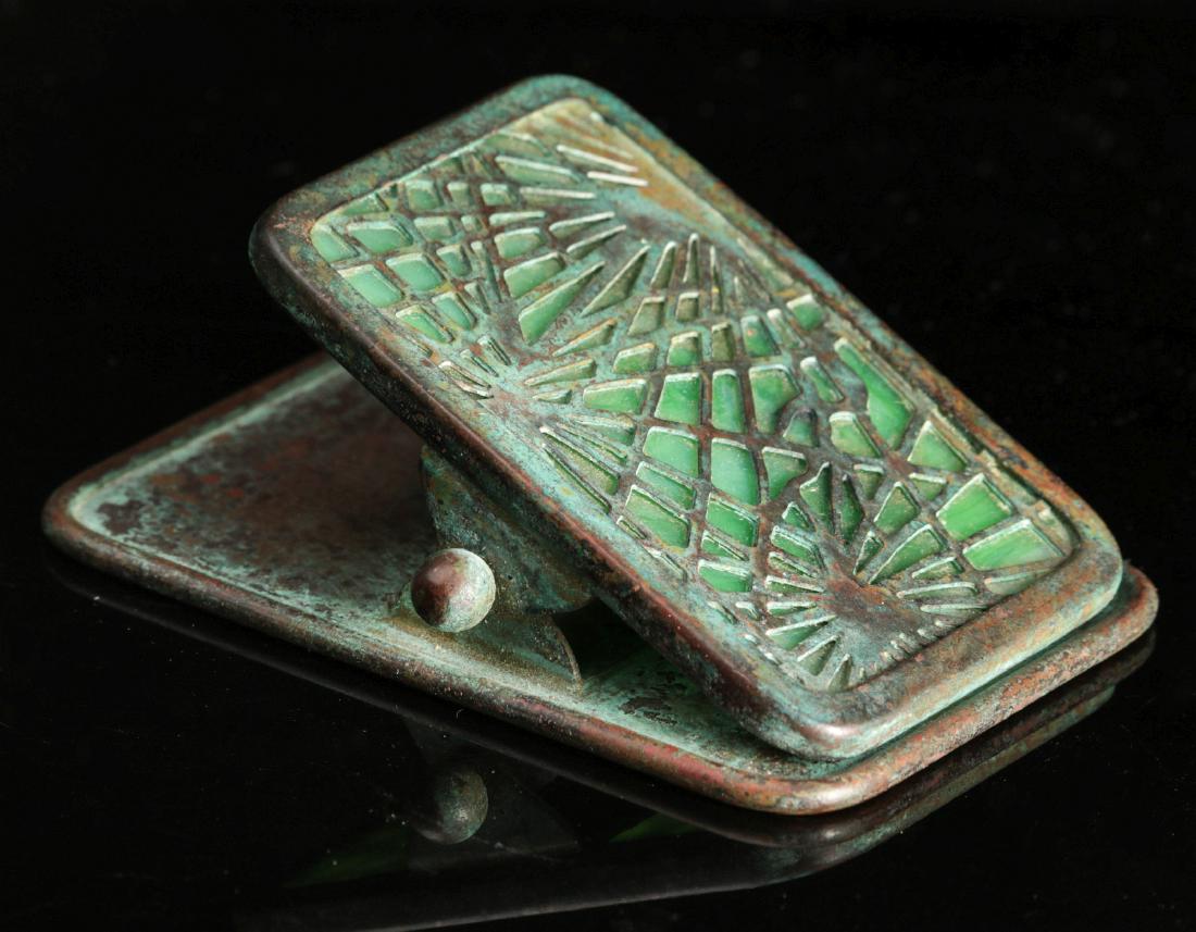 A TIFFANY STUDIOS PINE NEEDLE BRONZE NOTE CLIP (1 of 7)