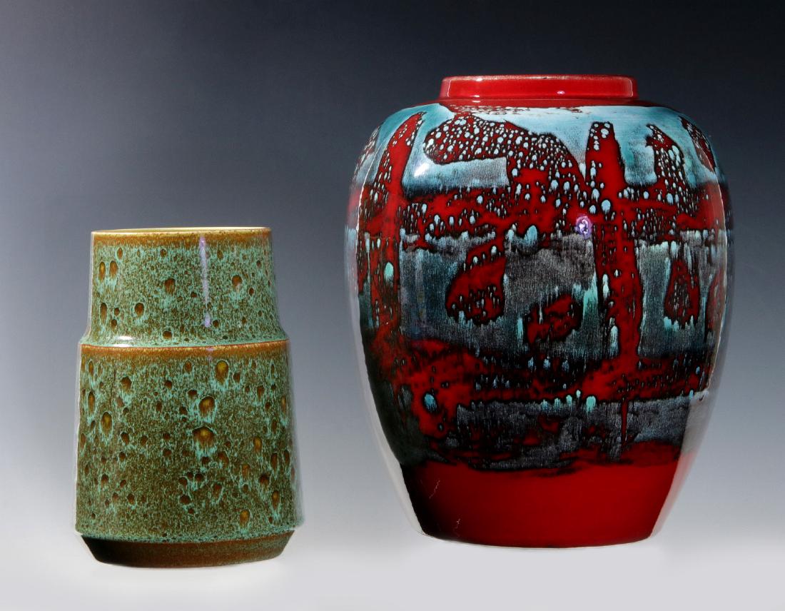 TWO POOLE ENGLISH POTTERY VASES (1 of 10)