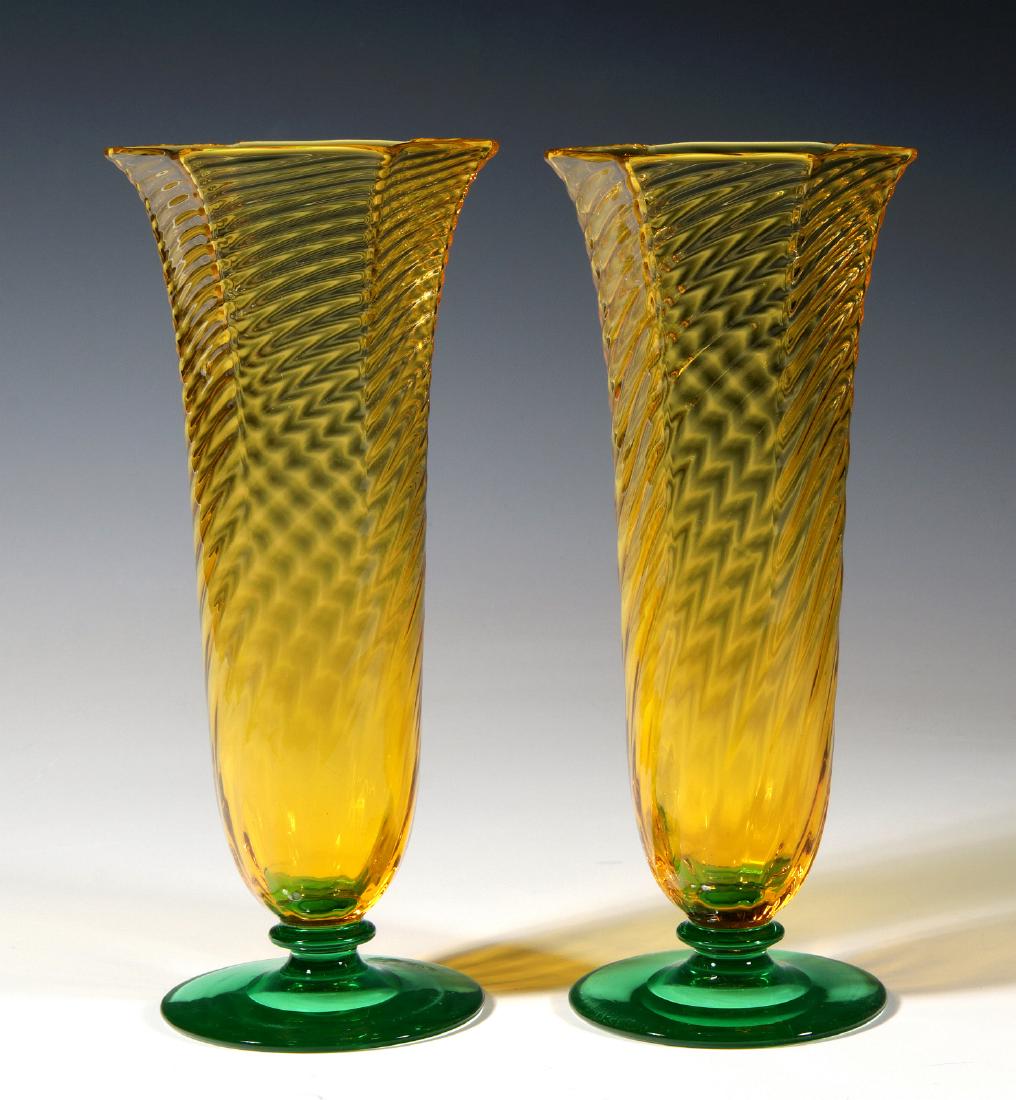 FREDERICK CARDER BRISTOL YELLOW STEUBEN VASES (1 of 3)