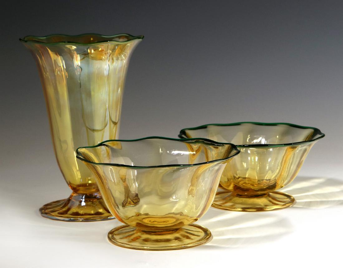THREE PIECES OF DURAND 'AMBERGRIS' ART GLASS (1 of 3)