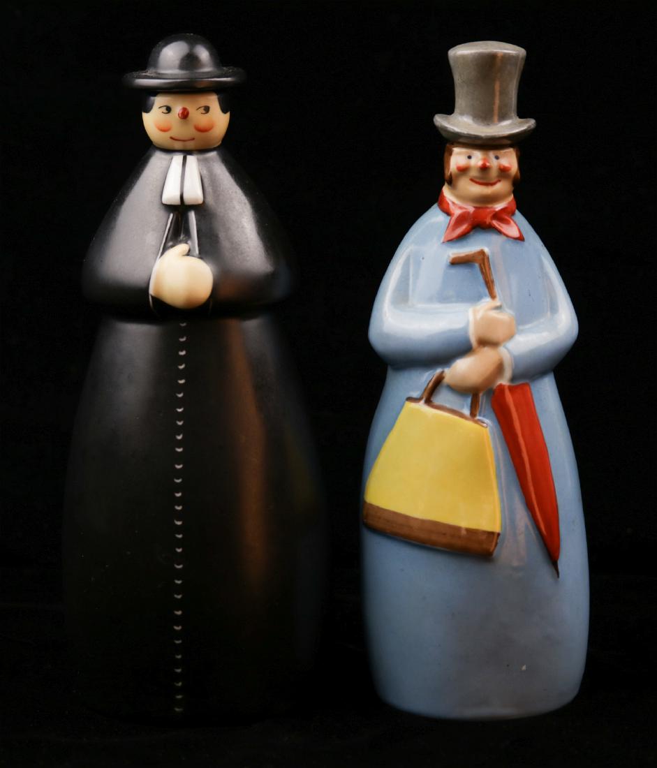 TWO FRENCH PORCELAIN FIGURAL DECANTERS SIGNED ROBJ (1 of 10)