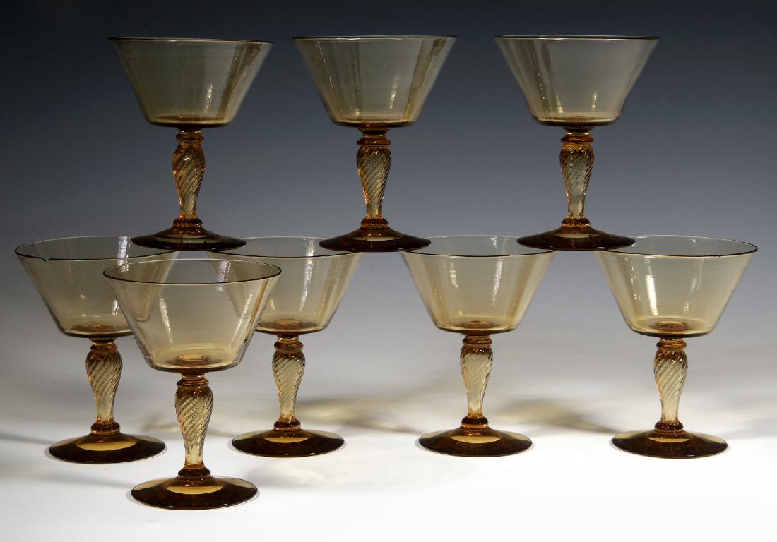 EIGHT STEUBEN TWIST STEM TOPAZ SHERBETS (1 of 3)