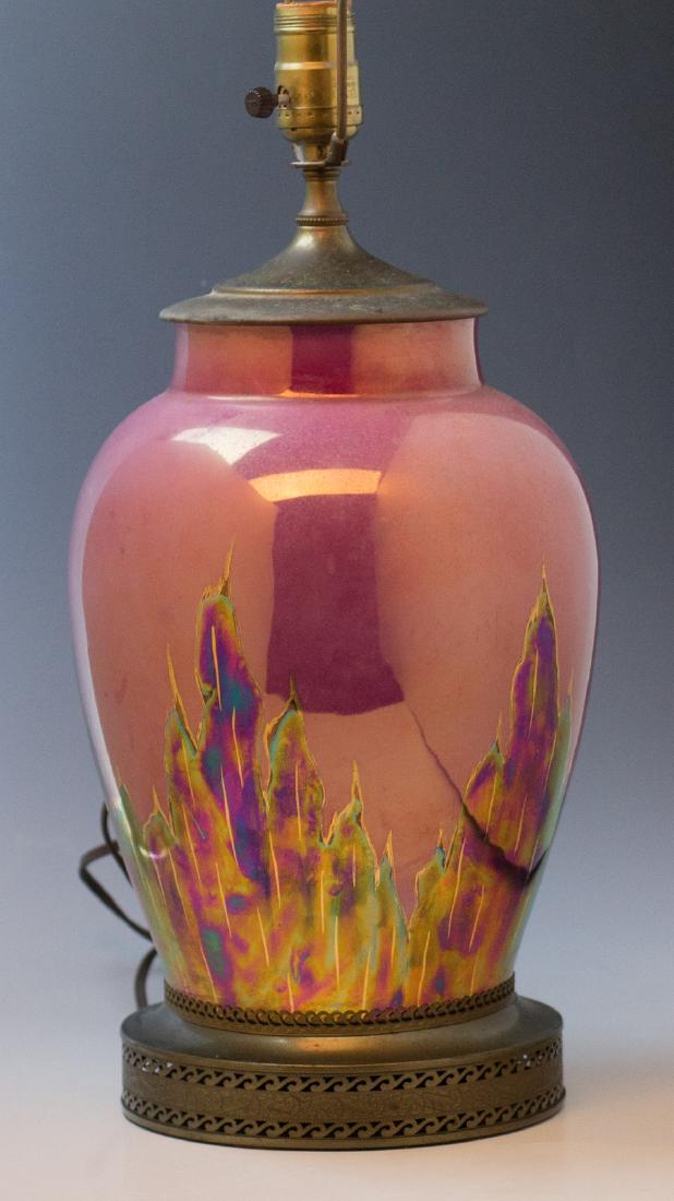 AN ART DECO LUSTRE FINISH PORCELAIN LAMP BASE (1 of 4)
