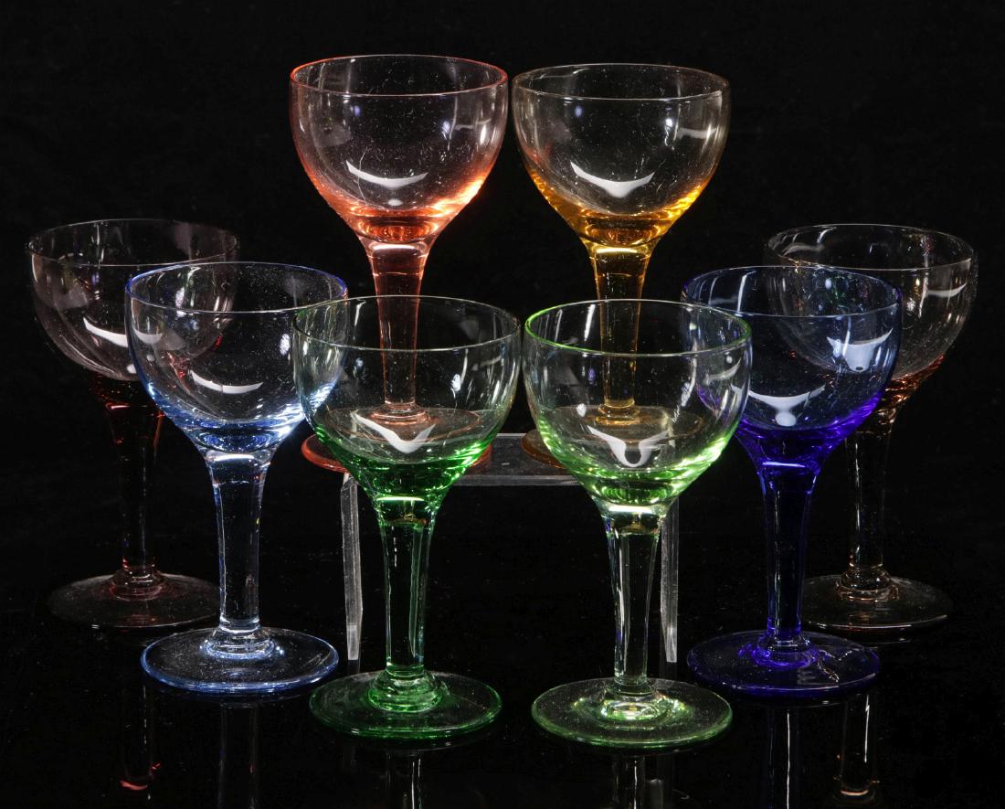 COLORED GLASS STEMWARE ATTRIBUTED CAMBRIDGE (1 of 4)