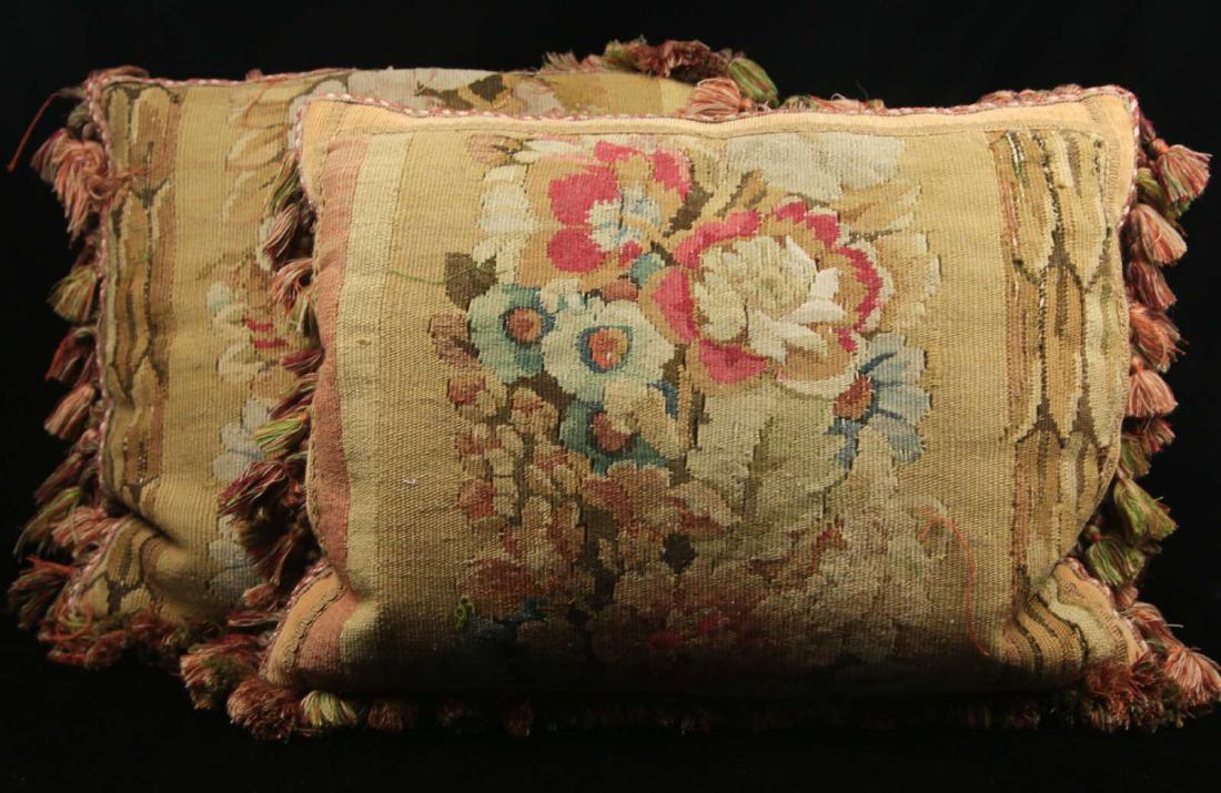 TWO GOOD FLORAL PATTERN AUBUSSON TAPESTRY PILLOWS (1 of 4)