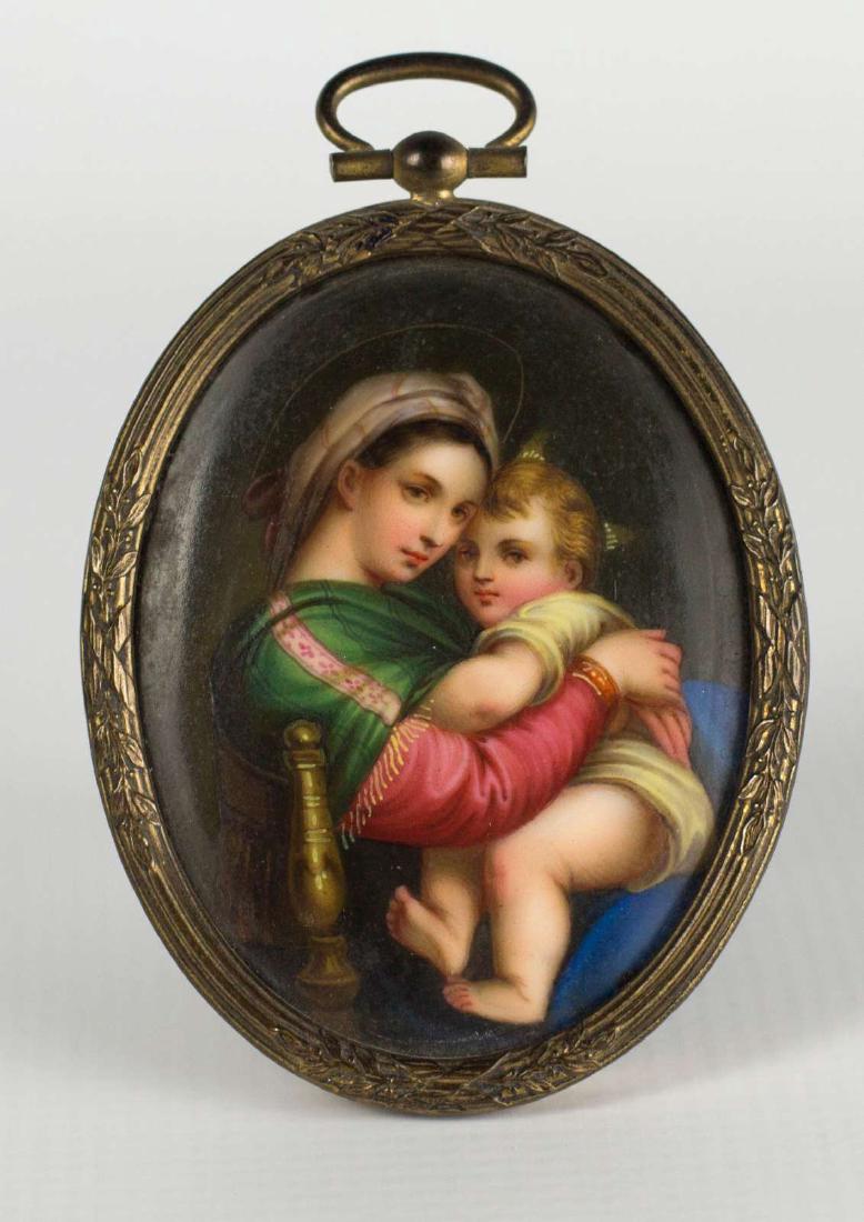 A HAND PAINTED PORCELAIN OF THE MADONNA (1 of 6)