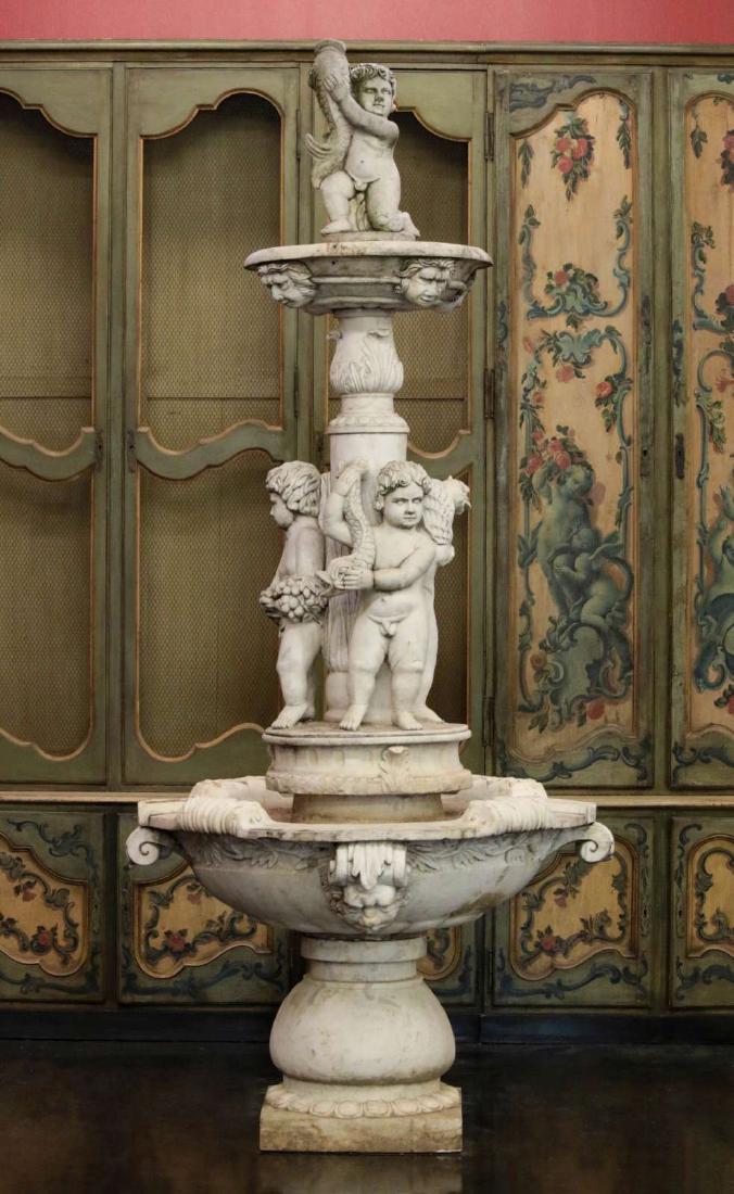 A NEOCLASSICAL MARBLE FOUNTAIN WITH PUTTO, 9 FEET (1 of 11)