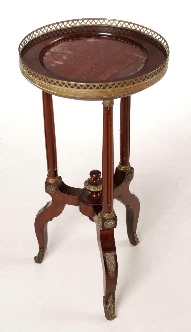 AN EARLY 20TH C FRENCH MAHOGANY STAND WITH MARBLE (1 of 8)