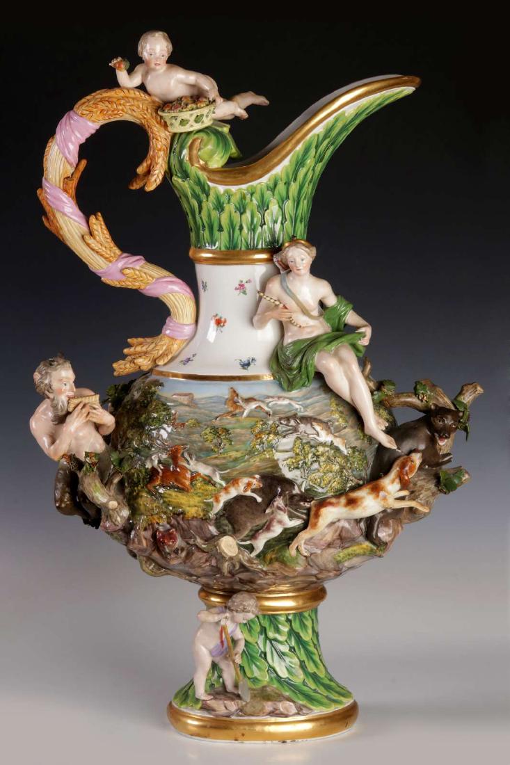 A MONUMENTAL MEISSEN PORCELAIN EWER, THE ELEMENT EARTH (1 of 20)
