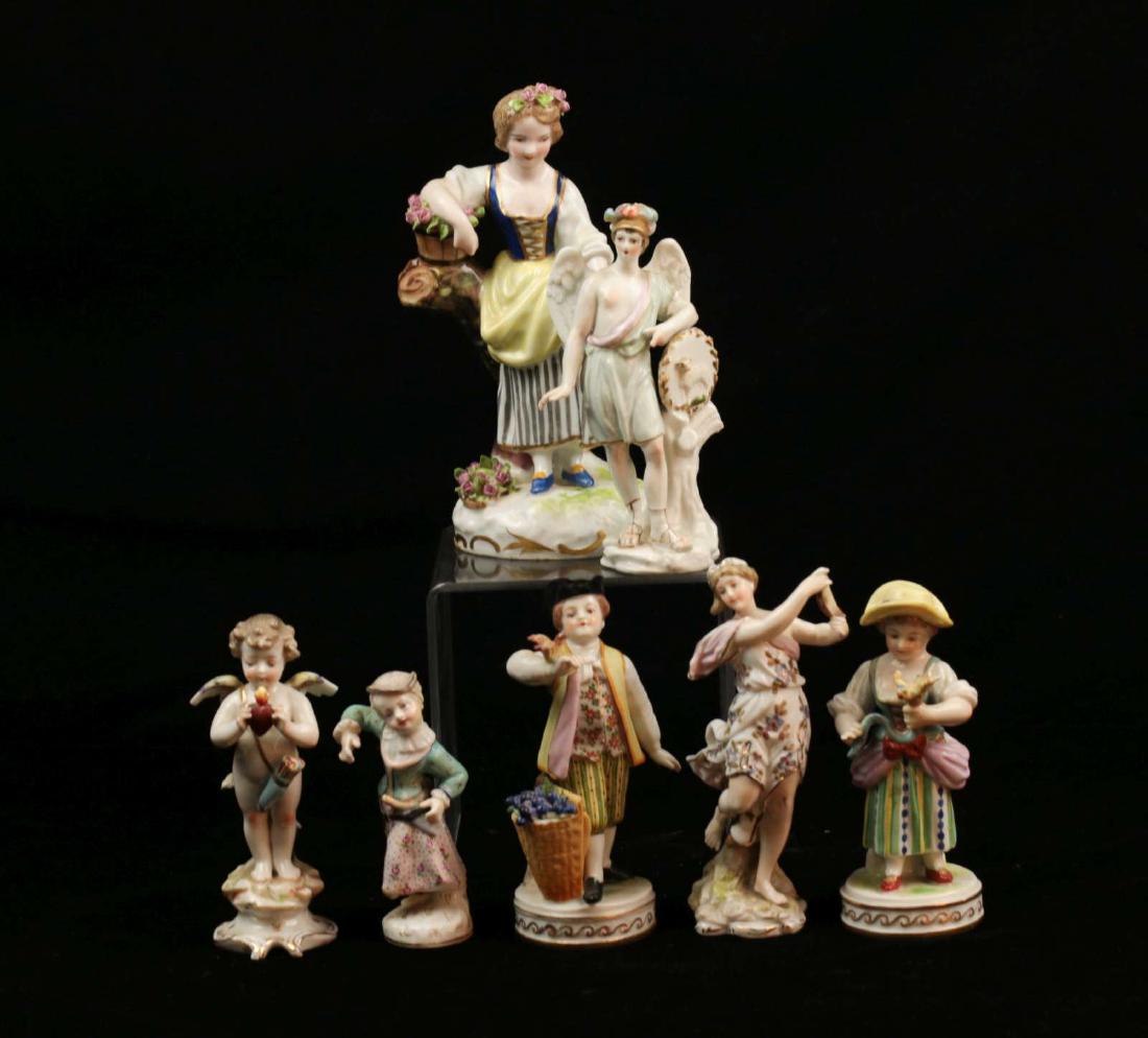SEVEN LATE 19THC. CONTINENTAL PORCELAIN FIGURINES (1 of 7)