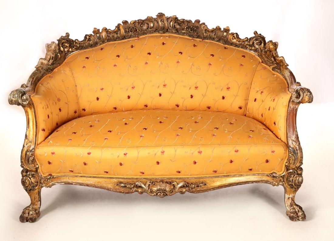 19C FRENCH LOUIS XV ROCOCO STYLE SETTEE WITH PUTTI (1 of 10)