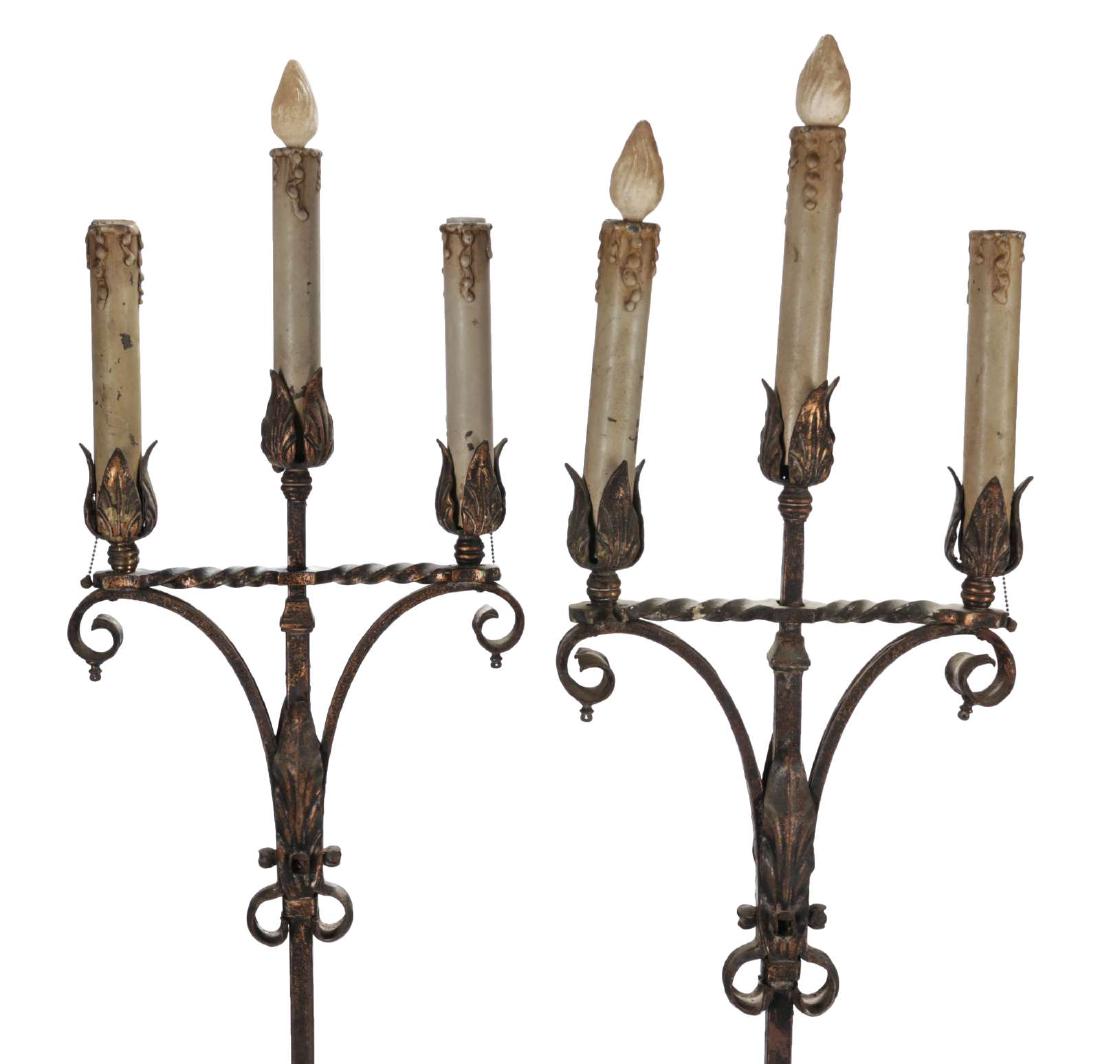 A PAIR EARLY 20TH CENTURY WROUGHT IRON TORCHIERES (1 of 10)