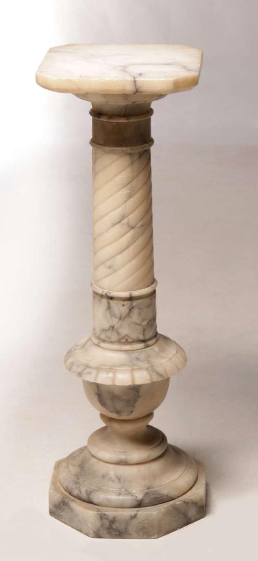 A CARVED WHITE MARBLE PEDESTAL CIRCA 1920 (1 of 9)