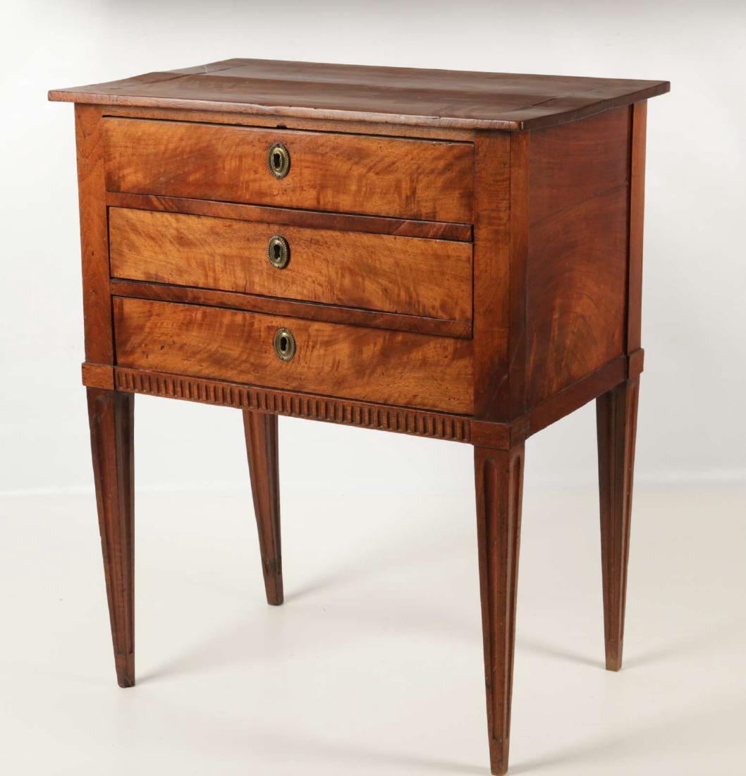 A FRENCH DIRECTOIRE THREE DRAWER WALNUT STAND (1 of 6)