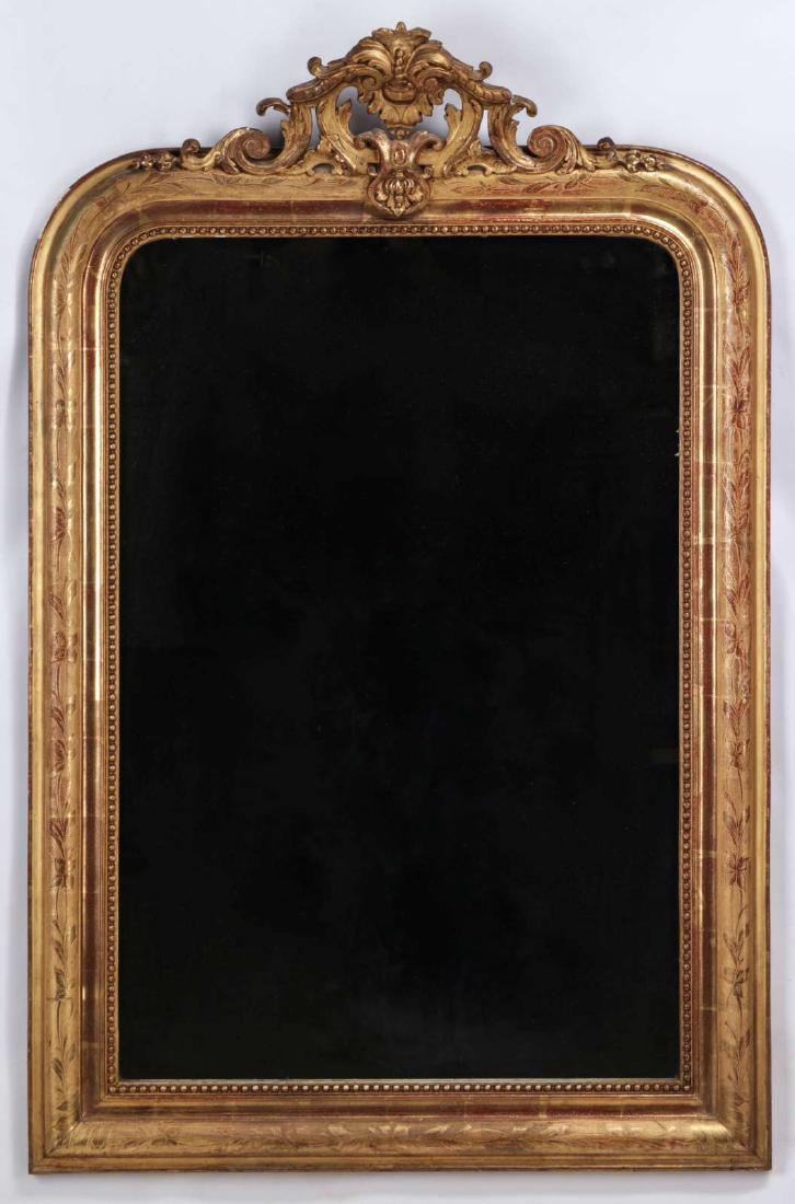 A 19TH CENTURY GILDED OVERMANTEL MIRROR (1 of 7)