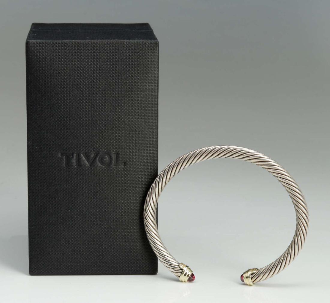 A DAVID YURMAN GOLD, STERLING AND GARNET BRACELET (1 of 7)