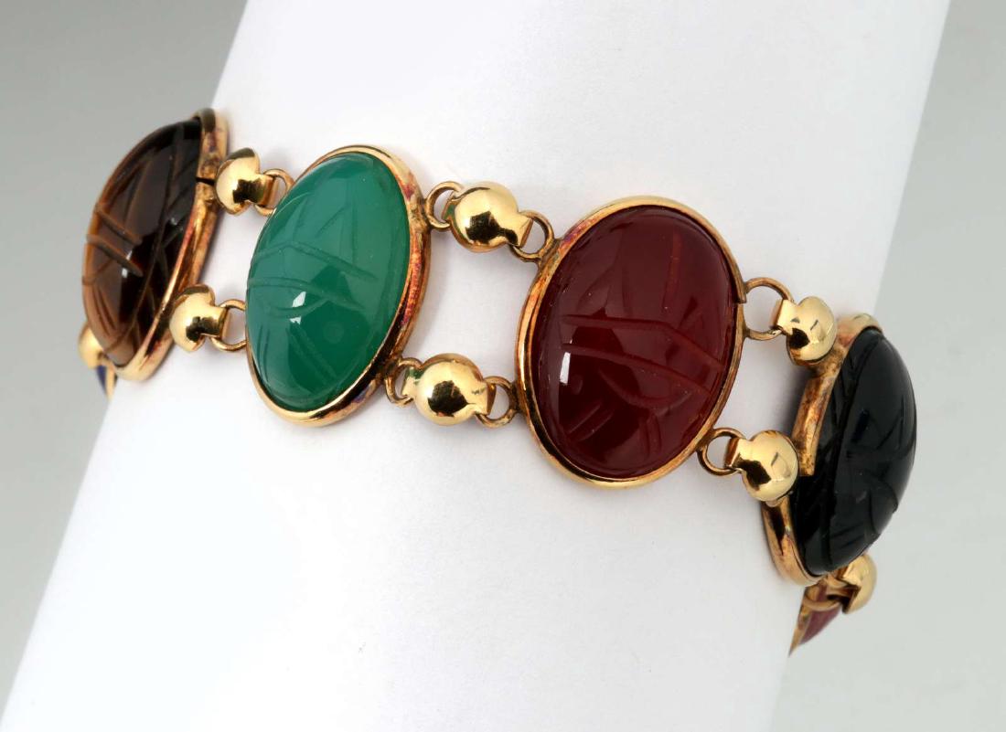 AN ITALIAN GOLD FILLED BRACELET WITH 'SCARABS' (1 of 10)