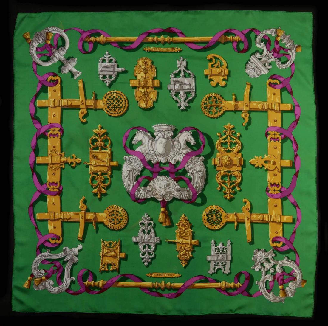 AN HERMES 'FERRONNERIE' SILK SCARF WITH BOX (1 of 10)