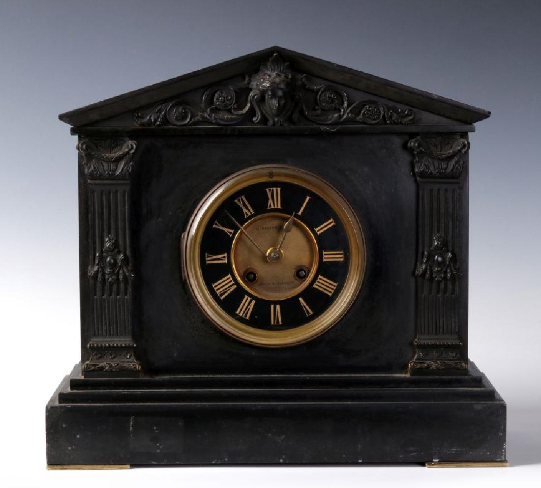 A CIRCA 1890 SLATE MANTEL CLOCK (1 of 10)