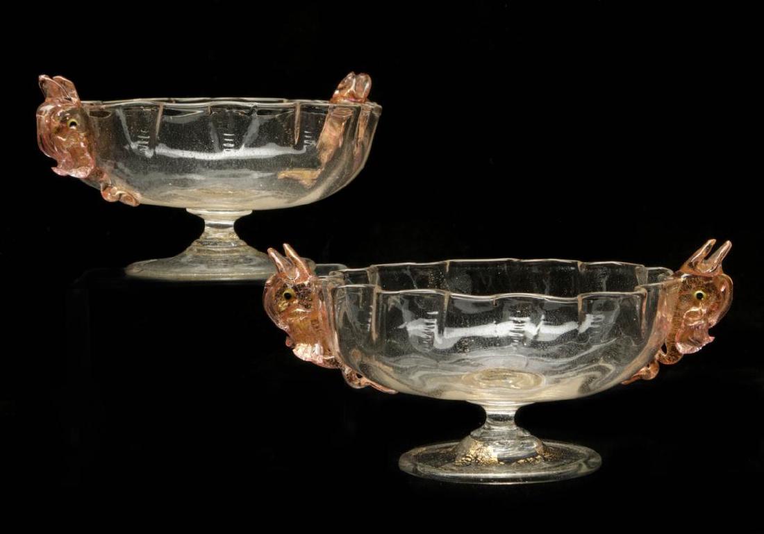TWO SALVIATI VENETIAN ART GLASS COMPOTES (1 of 6)