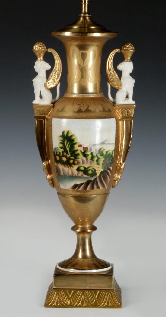 A 19TH C. FRENCH PORCELAIN URN, NOW AS TABLE LAMP (1 of 12)