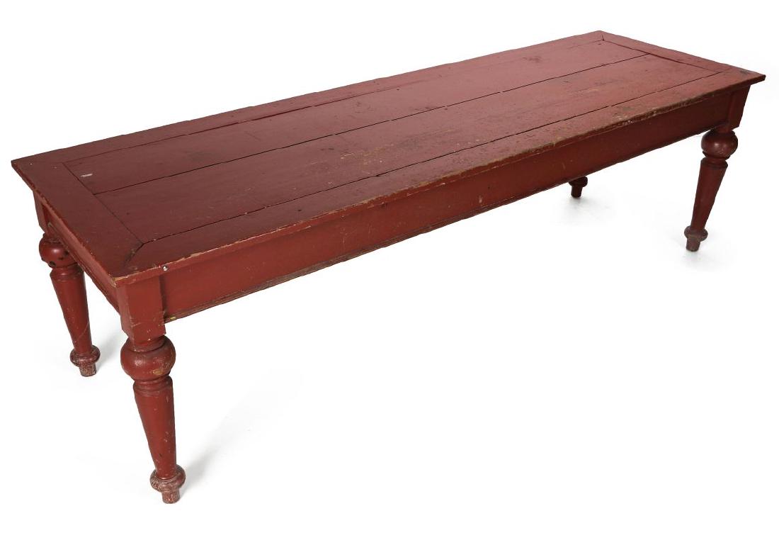 AN 8.75 FOOT LONG HARVEST TABLE IN RED PAINT (1 of 9)