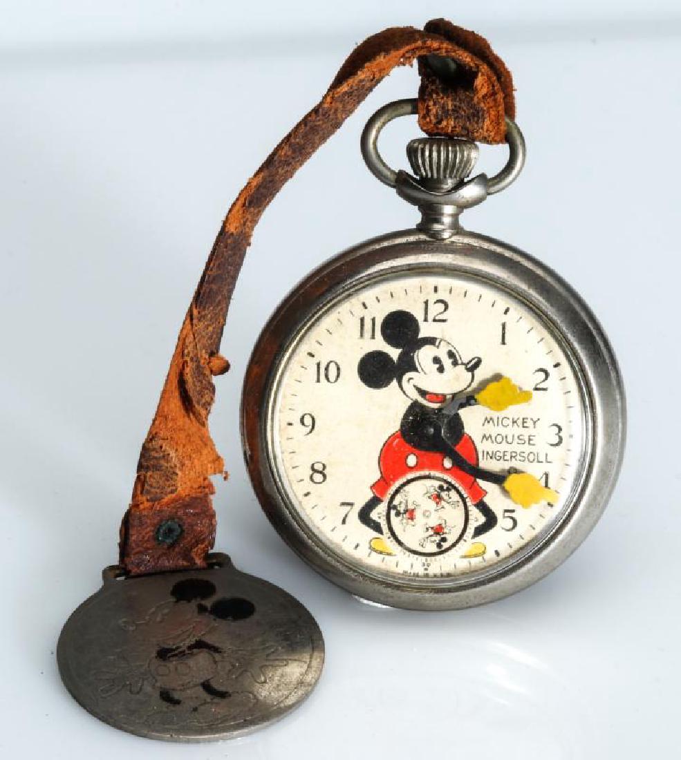 CIRCA 1933 INGERSOLL MICKEY MOUSE WATCH AND FOB (1 of 6)