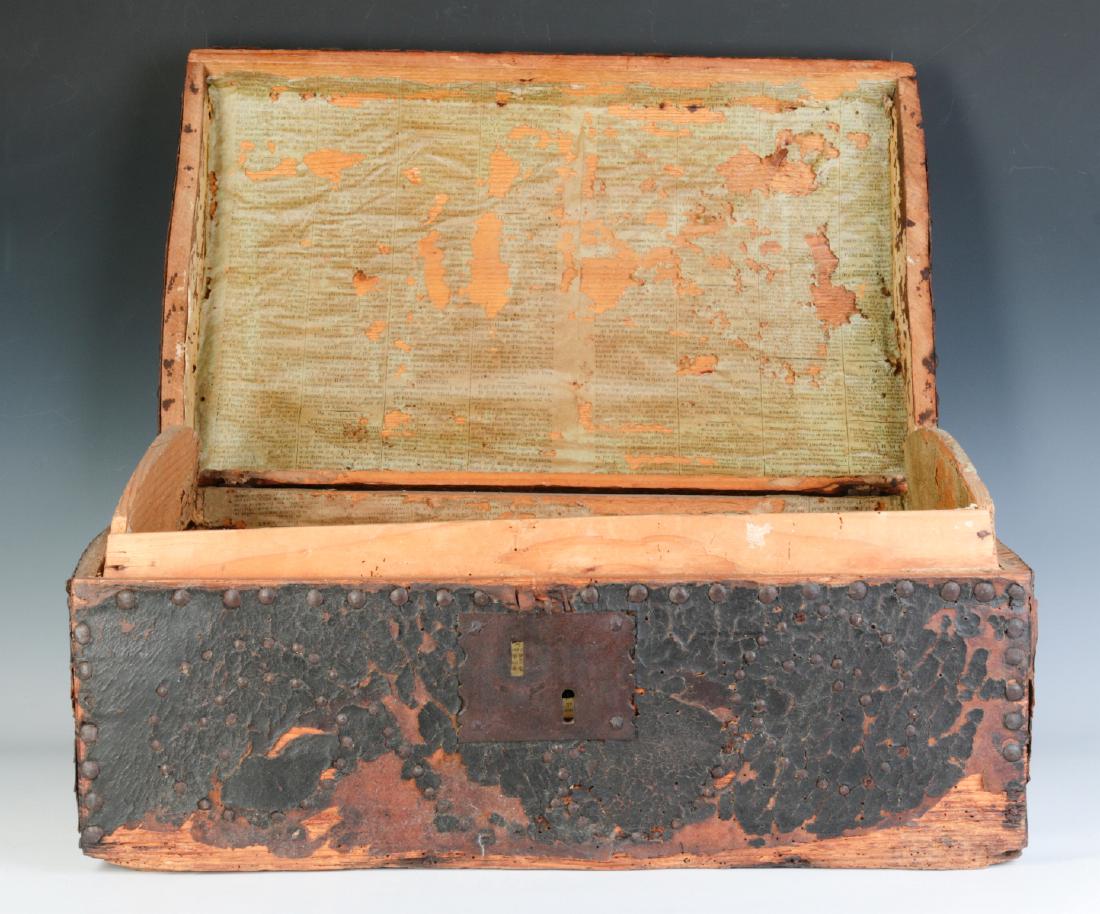 A CIRCA 1800 LEATHER COVERED DOMETOP BOX (1 of 8)