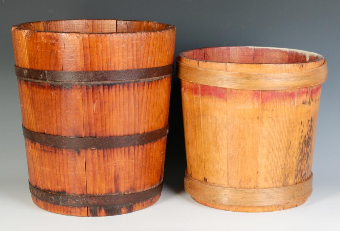 TWO 19TH CENTURY STAVE CONSTRUCTION CONTAINERS (1 of 6)