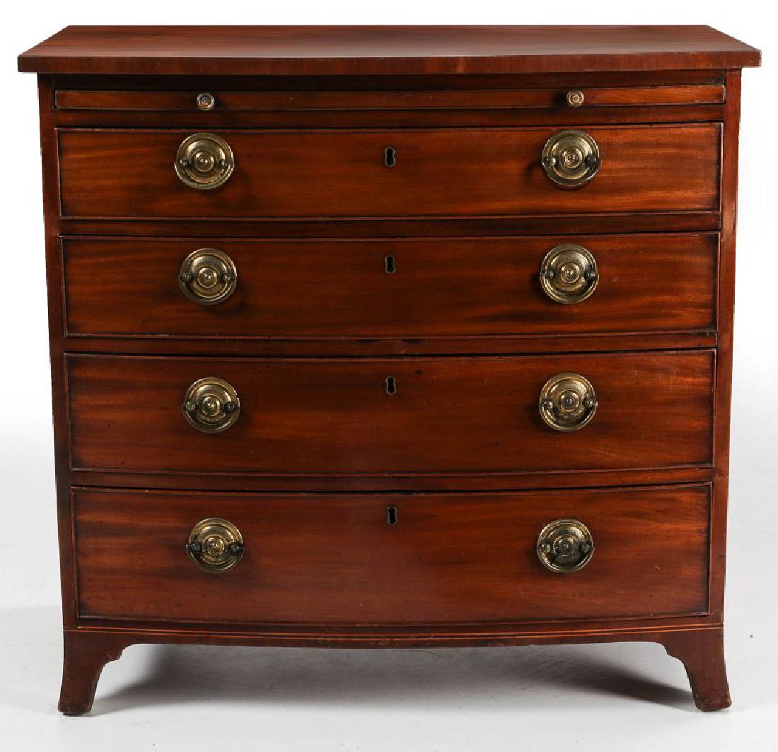 A 19TH C. HEPPLEWHITE BOW FRONT CHEST WITH SERVER (1 of 8)