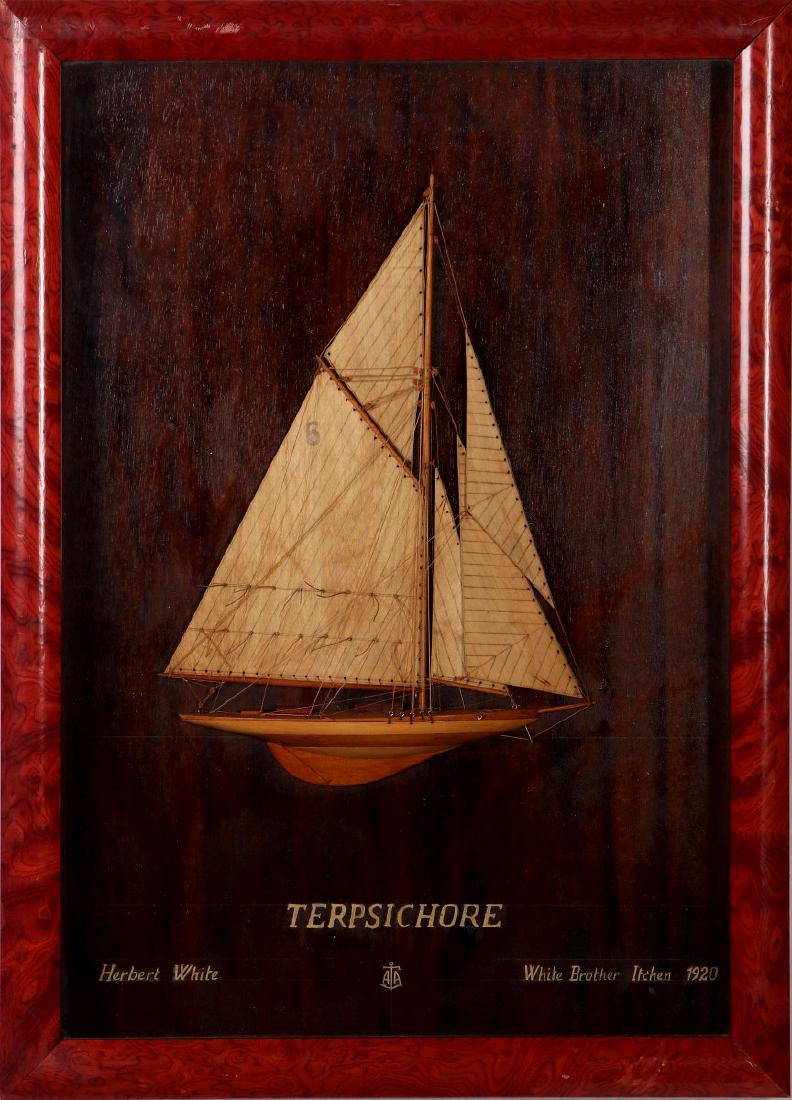 A FULL MAST HALF HULL SHADOW BOX SHIP MODEL, 1920 (1 of 10)